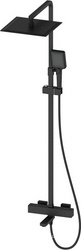 Смеситель-термостат для ванны(душа), со стационарным верхн.душем 30х20см., душевая лейка, шланг в компл., (цв.черный матовый), D-LINE ZZ