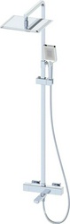 Смеситель-термостат для ванны(душа), со стационарным верхн.душем 30х20см., душевая лейка, шланг в компл., (цв.хром), D-LINE ZZ