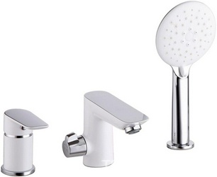 Смеситель Cloud  на борт ванны на 3 отверстия с керамическим дивертором, цв. белый/хром, ZZ