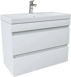 Комплект мебели 80cм, тумба подвесная, два выдвижных ящика, раковина в компл., цв белый