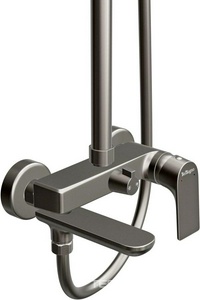 Смеситель для ванны(душа), со стационарным верхн.душем d25см., душевая лейка, шланг в компл., (цв.оружейная сталь),  ZZ BelBagno Marino MARINO-VSCM-GM