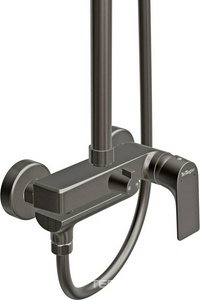 Смеситель для ванны(душа), со стационарным верхн.душем d25см., душевая лейка, шланг в компл., (цв.оружейная сталь),  ZZ BelBagno Marino MARINO-VSCM-GM