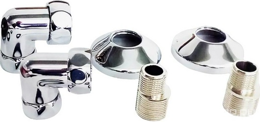 Установочный комплект для круглой трубы полотенцесушителей ( уголок 1х3/4 г/г с эксцентриком, отражателем), цв.хром KL Двин Универсал 4630065366641