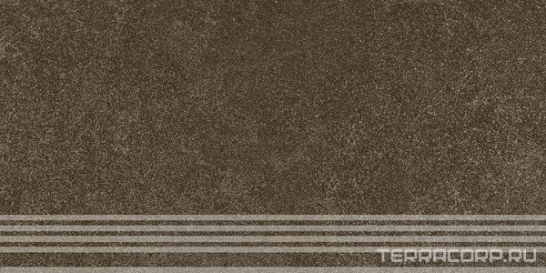 Керамогранит Kerama Marazzi  Ступень фронтальная Руссильон коричневый тёмный матовый обрезной 30x60x0,9 Коричневый 