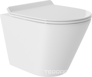 Унитазы Aqueduto  Cone Компл.: унитаз подв.,безободк,Tornado 480х360мм, цв.белый гл, сиденье с микролиф,, инстал. д/унит., крепёж, клавиша смыва Circulo цв.белый, Cone ZZ Белый 