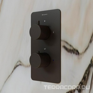 Смеситель термостат для душа встраиваемый в стену, на 2 потребителя, (цв.оружейная сталь),  ZZ Aqueduto Aceno ACE0245