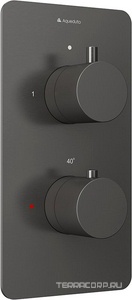 Смеситель термостат для душа встраиваемый в стену, на 2 потребителя, (цв.оружейная сталь),  ZZ Aqueduto Aceno ACE0245