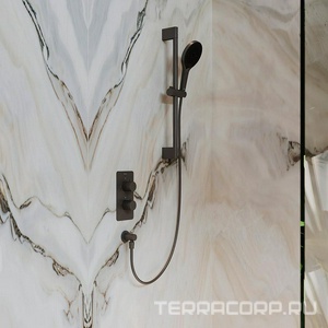 Смеситель термостат для душа встраиваемый в стену, на 2 потребителя, (цв.оружейная сталь),  ZZ Aqueduto Aceno ACE0245