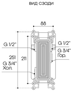 Смеситель термостат для душа встраиваемый в стену, на 2 потребителя, (цв.шлифованное золото),  ZZ Aqueduto Aceno ACE0250