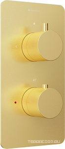 Смеситель термостат для душа встраиваемый в стену, на 2 потребителя, (цв.шлифованное золото),  ZZ Aqueduto Aceno ACE0250