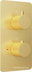 Смеситель термостат для душа встраиваемый в стену, на 3 потребителя, (цв.шлифованное золото), Aceno ZZ