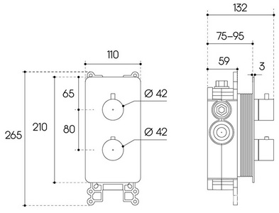 Смеситель термостат для душа встраиваемый в стену, на 3 потребителя, (цв.оружейная сталь),  ZZ Aqueduto Aceno ACE0345