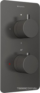 Смеситель термостат для душа встраиваемый в стену, на 3 потребителя, (цв.оружейная сталь),  ZZ Aqueduto Aceno ACE0345