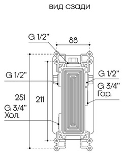 Смеситель термостат для душа встраиваемый в стену, на 3 потребителя, (цв.оружейная сталь),  ZZ Aqueduto Aceno ACE0345