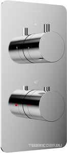 Смеситель термостат для душа встраиваемый в стену, на 2 потребителя, (цв.хром),  ZZ Aqueduto Aceno ACE0200