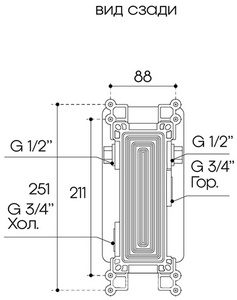 Смеситель термостат для душа встраиваемый в стену, на 2 потребителя, (цв.хром),  ZZ Aqueduto Aceno ACE0200