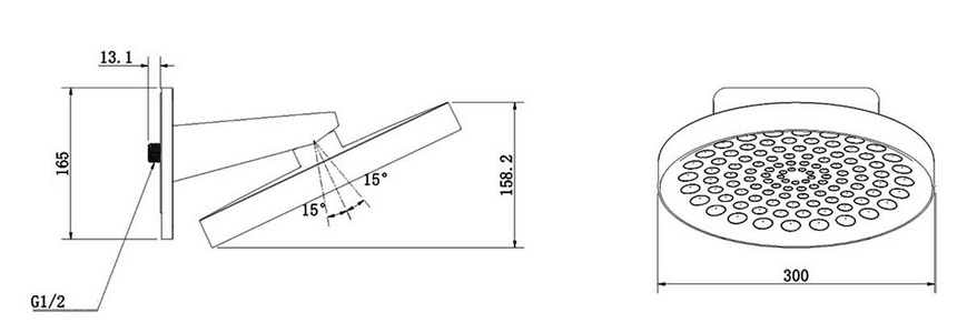Душевой к-т: смес-термостат встр.в стену, верхний душ 300мм, ручн.душ, шланг, кронштейн совмещ. со шланг.подсоед., (цв.хром),  ZZ Vincea Inspire VSFW-3I21MT3CH