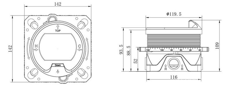 Душевой к-т: смес-термостат встр.в стену, верхний душ 300мм, ручн.душ, шланг, кронштейн совмещ. со шланг.подсоед., (цв.хром),  ZZ Vincea Inspire VSFW-3I21MT3CH
