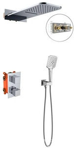 Душевой к-т: смес-термостат с перекл., встр.в стену, верхний душ, ручн.душ, шланг, кронштейн, шланговое подсоединение, (цвет хром), Vincea ZZ Vincea Inspire VSFW-103TCH