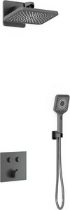 Душевой к-т: смеситель встр.в стену, верхний душ, ручн.душ, шланг, кронштейн совмещ. со шланг.подсоед., (цв.вороненая сталь),  ZZ Vincea Inspire VSFW-421I4GM