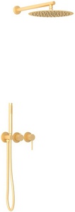 Душевой к-т: смеситель встр.в стену, верхний душ 300мм, ручн.душ, шланг, кронштейн совмещ. со шланг.подсоед., (цв.брашированное золото),  ZZ Vincea Groove VSFW-4G01BG4