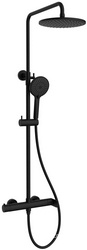 Смеситель для душа, со стационарным верхн.душем 25см., душевая лейка, шланг в компл., (цв.черный матовый), Rondo ZZ