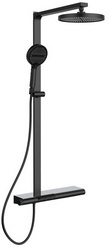 Смеситель для ванны (душа), со стационарным верхн.душем 26см., душевая лейка, шланг в компл., (цв.черный матовый), Aspire ZZ