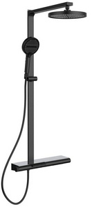 Смеситель для ванны (душа), со стационарным верхн.душем 26см., душевая лейка, шланг в компл., (цв.черный матовый),  ZZ Vincea Aspire VSFS-4AS1MB