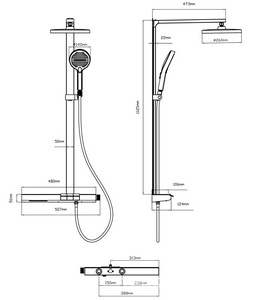 Смеситель для ванны (душа), со стационарным верхн.душем 26см., душевая лейка, шланг в компл., (цв.брашированное золото),  ZZ Vincea Aspire VSFS-4AS1BG