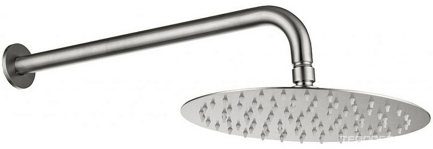 Душ верхний, стационарный, круглый d250мм, G 1/2, антикальц., стеновой кронштейн 380мм, (латунь цв.браш.никель),  Allen Brau Priority 5.31017-BN