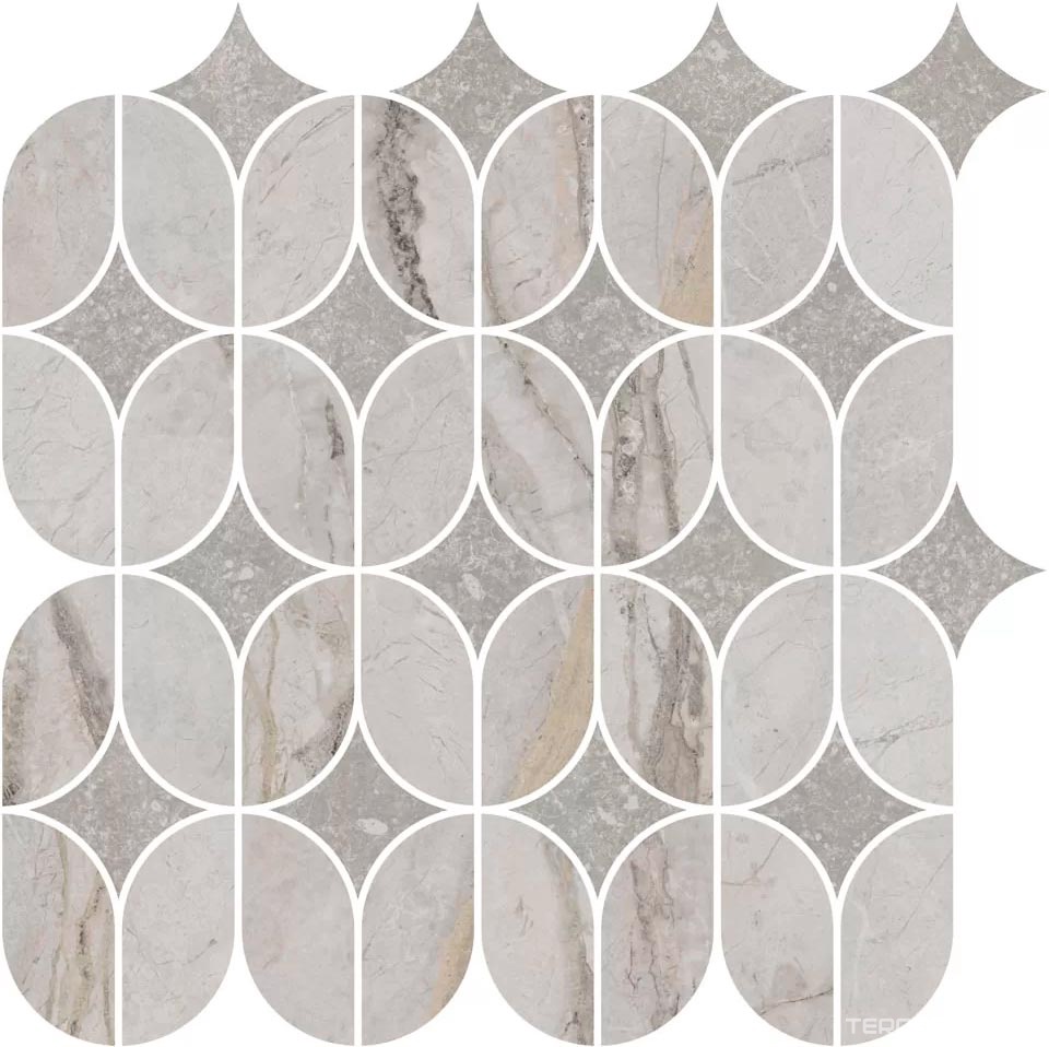 Керамическая плитка Kerama Marazzi Ифран Декор наборный серый светлый глянцевый обрезной 30x32,5x0,9 Серый, фото 7
