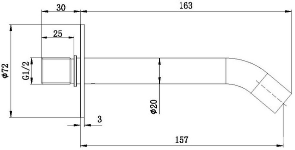Излив для набора воды в ванну, встраиваемый в стену, 157мм, (цв.браш.никель),  ZZ Allen Brau Priority 5.31A18-BN