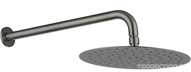 Душ верхний, стационарный, круглый d300мм, G 1/2, антикальц., стеновой кронштейн 430мм, (латунь цв.графит браш), Priority ZZ