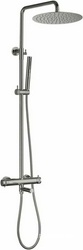 Смеситель для ванны/душа, со стационарным верхним душем d300мм., поворотный излив, душевая лейка, шланг в компл., (цв.никель браш.), Priority ZZ