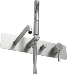 Смеситель для ванны, встраиваемый в стену, шланг, лейка, внутренняя часть в компл., (цв.браш.никель), Priority ZZ