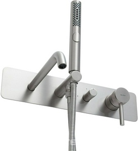 Смеситель для ванны, встраиваемый в стену, шланг, лейка, внутренняя часть в компл., (цв.браш.никель),  ZZ Allen Brau Priority 5.31А06-BN