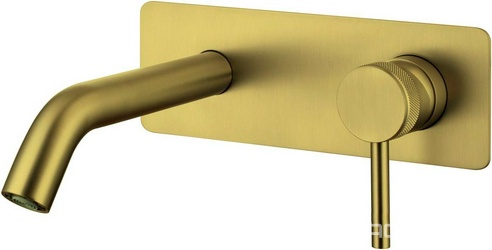Смеситель для раковины, встраиваемый в стену, излив 195мм, встраив.часть в компл., (цв.золото браш.), Priority ZZ