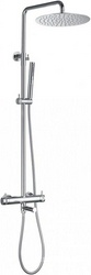 Смеситель для ванны/душа, со стационарным верхним душем d300мм., поворотный излив, душевая лейка, шланг в компл., (цв.хром), Priority ZZ