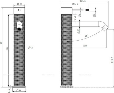 Смеситель для раковины, Высокий, без д/к, (цв.браш.никель),  ZZ Allen Brau Priority 5.31С02-BN