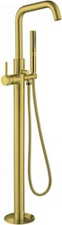 Смеситель для ванны, напольный, лейка д/д, шланг, встраиваемая часть в компл.,(цв.золото браш.), Priority ZZ