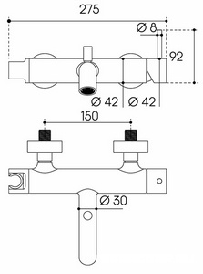 Смеситель для ванны, (цв.оружейная сталь),  ZZ Aqueduto Cano CAN0645