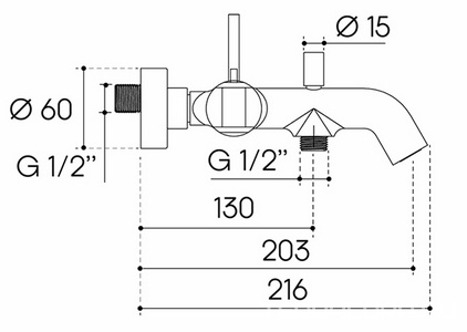 Смеситель для ванны, (цв.оружейная сталь),  ZZ Aqueduto Cano CAN0645