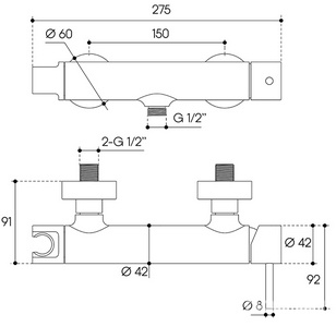 Смеситель для душа, (цв.шлифованное золото),  ZZ Aqueduto Cano CAN0750