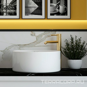 Смеситель для раковины L, Высокий, без д/к, (цв.шлифованное золото),  ZZ Aqueduto Cano CAN0350