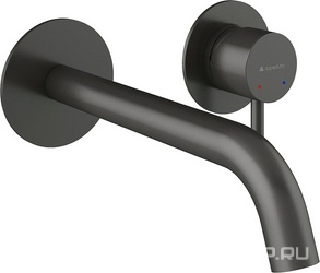 Смеситель для раковины, встраиваемый в стену, излив 205мм, встраив.часть в компл., (цв.оружейная сталь), Cano ZZ