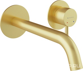 Смеситель для раковины, встраиваемый в стену, излив 205мм, встраив.часть в компл., (цв.шлифованное золото), Cano ZZ