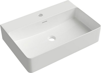 Раковина подвесная / накладная, прямоуг, 590x420хh125мм, 1 отв.д/смесит., с переливом, (цв.белый глянец), Espiral ZZ