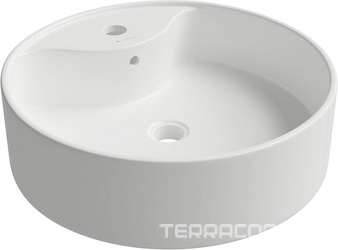 Раковина накладная, круглая, 460x460хh155мм, 1 отв.д/смесит., с переливом, (цв.белый глянец), Espiral ZZ