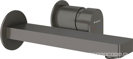 Смеситель для раковины, встраиваемый в стену, излив 160мм, встраив.часть в компл., (цв.оружейная сталь), GEOMETRICO ZZ