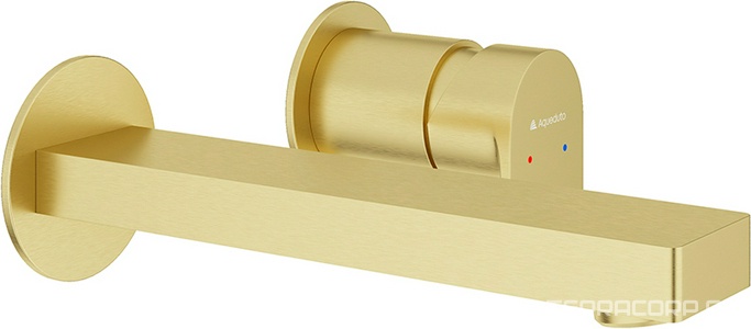 Смеситель для раковины, встраиваемый в стену, излив 160мм, встраив.часть в компл., (цв.шлифованное золото),  ZZ Aqueduto GEOMETRICO GEO0450